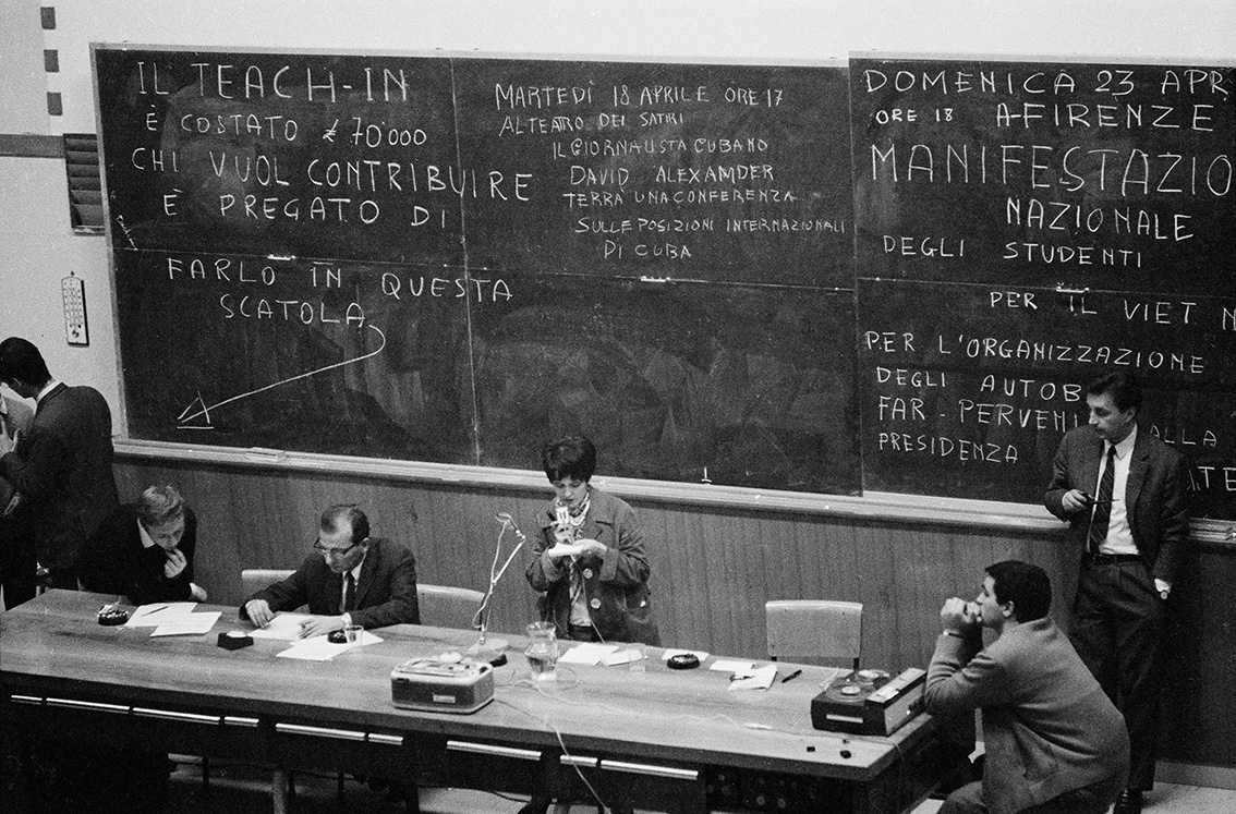 Rome,1967. Demonstration against the American war in Vietnam organized at the Faculty of Physics of the Sapienza University.